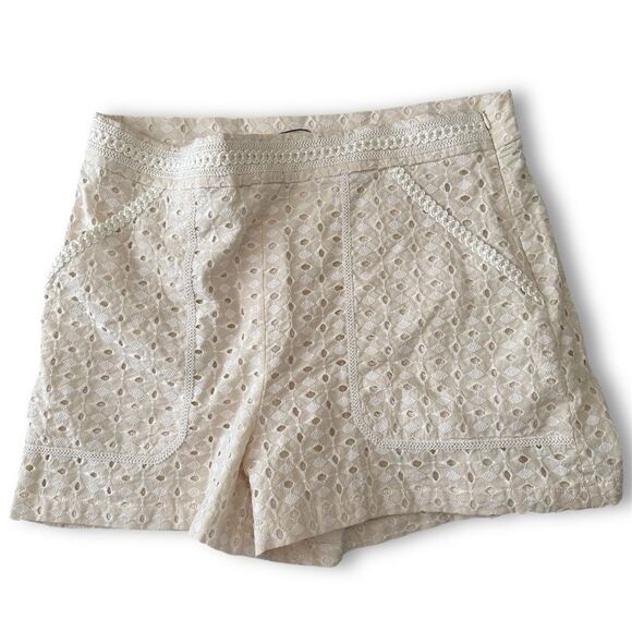 Zara Cream Eyelet Cotton Lace Shorts - Picture 4 of 9